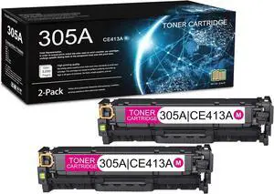 2 Pack 305A Magenta Toner Cartridge (with Chip) | Replacement for HP 305A Work with M351a M451nw M451dn M451dw M475dn MFP M475dw MFP M375nw | CE413A