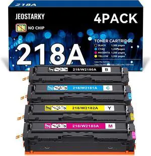 218A 218X Toner Cartridges No Chip Compatible for HP Color Laserjet Pro MFP 3301fdw 3301cdw 3301sdw 3201dw Printer Replacement for W2180A W2180X W2181A W2182A W2183A 4 Pack (B/C/Y/M)