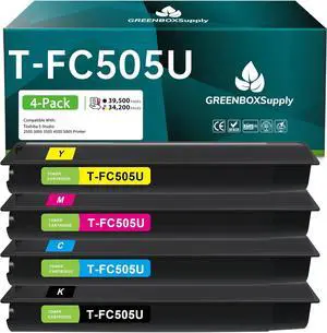 T-FC505U TFC505 Toner Cartridge Set Replacement for Toshiba T-FC505U-K T-FC505U-Y T-FC505U-M T-FC505U-C Toner Cartridge for e-Studio 2505 3005 3505 4505 5005 Printer (4-Pack)