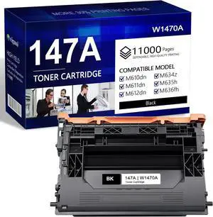 147A Black Toner Cartridge 1-Pack Replacement for HP 147A Toner Cartridge Work for Enterprise M610 M611 M612 Series, Enterprise MFP M634 M635 M636 Series | W1470A 147A Black Toner Cartridge 1-Pack Replacement for HP 147A Toner Cartridge Work for Enterprise M610 M611 M612 Series, Enterprise MFP M634 M635 M636 Series | W1470A