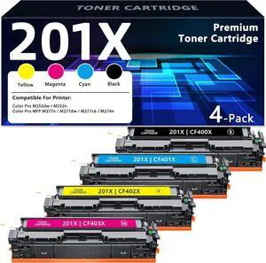 201X Toner Cartridges 4 Pack High Yield Replacement for HP 201X 201A Toner for Color Laserjet Pro M252dw M252n MFP M277dw M277n M277c6 M274n Printer | Black Cyan Magenta Yellow