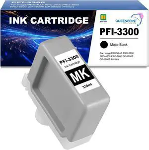 PFI-3300 PFI 3300 MBK Matte Black Pigment Ink Tank 330ml Repalcement for Canon PFI-3300 for imagePROGRAF PRO-2600 PRO-4600 PRO-6600 GP-4600S GP-6600S Printers, 1 Pack 330ml