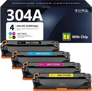 304A Toner Cartridge 4 Pack Replacement for HP 304A Black Cyan Magenta Yellow Toner Cartridge Color CP2025 CP2025n CP2025dn CP2025x MFP CM2320n CM2320fxi CM2320nf Printer