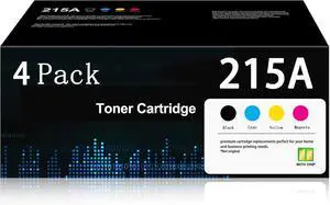215A with Chip Replacement for HP 215A Toner Cartridges 4 Pack W2310A W2311A W2312A W2313A Color Laserjet Pro MFP M182nw M183fw M182 M183 M155 Series M155dw M155nw Printer | Black Cyan Yellow Magenta