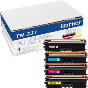 TN331 Toner Cartridge Compatible TN331BK C M Y 4-Pack High Yield Replacement for Brother TN-331 TN336 TN-331 for HL-L8350CDW Toner HL-4150CDN MFC-L8850CDW MFC-9970CDW Printer (TN 331)