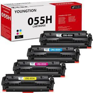 4-Pack 055H Toner Cartridges High-Yield (BK/C/M/Y) - Youngti Compatible CRG-055H CRG055 Toner Replacement for Canon 055H Color imageCLASS MF743Cdw MF741Cdw MF746Cdw Printer