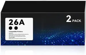 26A CF226A Toner Black 2-Pack Pro M402n M426fdw Replacement for HP 26A 26X CF226X CF226A Black Toner Cartridges with Chip for Laserjet Pro M402n M426fdw M402dn M402dw M402m MFP M427dw M426dw M426fdn