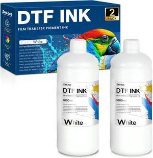 DTF Ink White 1000ML 2-Pack Premium DTF Transfer Ink for PET Film, for All DTF Printer I3200 XP600 R1390 L1800 ET-8500 R2400 L800 1430 P400 P800 XP-15000 Heat Transfer Printing Ink Direct to Film