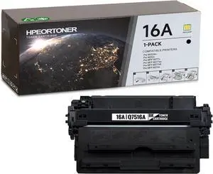16A | Q7516A Black Toner Cartridge (with chip) : 1 Pack 16A High Capacity Toner Cartridge (14,000 Pages) Replacement for HP 16A for 5200 5200N 5200tn 5200dtn 5200L Printer