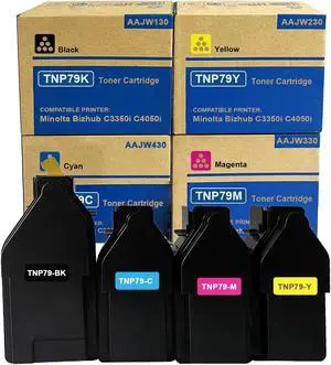 TNP79 TNP-79 Toner Cartridge Compatible for Konica AAJW430 AAJW330 AAJW230 AAJW130 Toner for Konica Minolta Bizhub C3350i C4050i Printer(4-Pack,Black Cyan Magenta Yellow) TNP79 TNP-79 Toner Cartridge Compatible for Konica AAJW430 AAJW330 AAJW230 AAJW130 Toner for Konica Minolta Bizhub C3350i C4050i Printer(4-Pack,Black Cyan Magenta Yellow)
