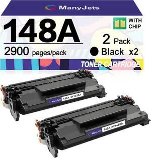 148A Toner Cartridge Black (with Chip) Compatible for HP 148A W1480A Replacement for Laserjet Pro MFP 4101fdw 4101fdn 4001n 4001dn 4001dw Printer, 2 Packs, Show Ink Level, High Yield