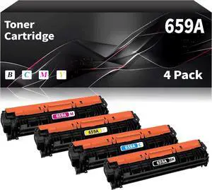 659A W2010A W2011A W2012A W2013A Toner Cartridge Compatible for HP 659A High Capacity Ink Cartridges Replacement for HP Enterprise Flow MFP M776 M856x M856dn M776z M776dn M776zs Printer 4P(BK/C/M/Y)
