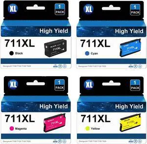 711 711XL Ink Cartridge High Yield Compatible for DesignJet T100 T120 T125 T130 T520 T525 T530 Printers (4 Pack)