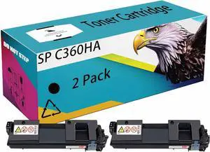 Compatible for Ricoh SP C360HA 408176 408177 408178 408179 Toner Cartridge SP C360DNW SP C360SFNw SP C361SFNw Printer, High Yield 7000 Pages, Clear Printing (Black*2)