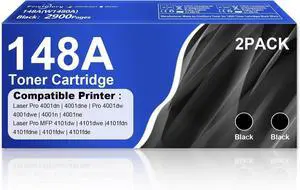 148A Toner Cartridge Black (2-Pack) Replacement for HP 148A 148X W1480A W1480X Works for Pro MFP 4101fdw 4101fdn 4001dw 4001dn 4001n Printer | W1480A