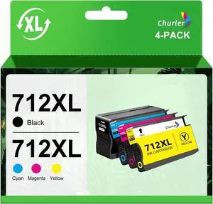 Remanufactured 712XL Ink Cartridges Replacement for HP 712 712XL,Work for HP for Design Jet T650 T630 T230 T210 Studio Plotter Printers 4 Pack