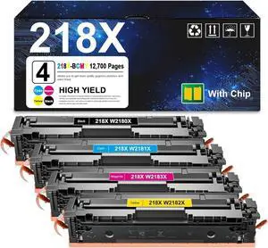 218X Toner Cartridge (High Yield,with CHIP) Compatible for HP 218X W2180X W2181X W2182X W2183X Toner Cartridges Color Pro 3201dw MFP 3301cdw 3301fdw 3301sdw Printers -4 Pack