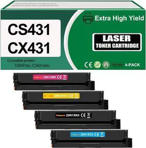 20N1X CS431 CX431 Extra High Yield Toner Cartridge 20N1XK0 20N1XY0 20N1XC0 20N1XM0 Replacement for CS431dw, CX431adw Printers 20N1X 4-Color Combo Pack4-Pack