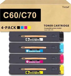 Remanufactured C60 C70 006R01655 Toner Cartridge Black Cyan Magenta Yellow Replacement for Xerox C60 C70 006R01655 Black Toner Work with Color C60 C70 EC70 Printer (4 Pack, High Yield 30,000 Pages)