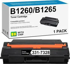 G9W85 331-7328 B1260 1260 1265 Black High Yield Toner Cartridge 1-Pack(with Chip) Replacement for Dell B1260 Toner for B1260dn B1265dn B1265dnf B1260 B1265dfw Printer Toner