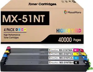 MasaiMara MX51NT MX-51NT Compatible High Yeild Toner Cartridge for Shap MX-51NTBA MX-51NTCA MX-51NTMA MX-51NTYA MX-4110N MX-4111N MX-4140N MX-4141N MX-5110N MX-5111N MX-5140N MX-5141N Printer