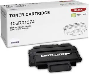 1-Pack Black 106R01374 High Yield Toner Cartridge (with chip) Compatible for Xerox 106R01374 Phaser 3250 3250D 3250DN Printer (Pages up to 4,000 Page )