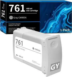 761 Ink Cartridge 400ml CM995A Gray Ink 1-Pack Replacement for HP 761 CM995A for DesignJet T7100 T7200 Printer Ink