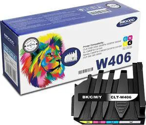 CLT-W406 BK/C/M/Y Waste Toner Container (with Chip) Replacement Compatible for Samsung CLX-3300 3305 3305FN 3305FW 3305W SL-C460FW C410W Xpress C460FW C460W C410FW C410W CLP-360 365 365W (1 Pack)