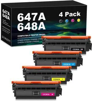 Generic Remanufactured 647A 648A Toner Cartridge Replacement for HP CE260A CE261A CE262A CE263A for CP4025n CP4025dn CP4525n CP4525dn CP4525xh Printer (1BK/1C/1Y/1M), BlackCyanMagentaYellow