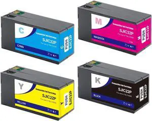 YOUEXPERT SJIC22P Ink Cartridges Replacement for C33S020577 C33S020581 C33S020582 C33S020583 Ink Cartridges Compatible for Colorworks TM-C3500 TMC3500 C3500 C3510 C3520 Printers (1B, 1C, 1M, 1Y)