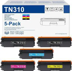 TN-310 Toner Cartridge Set Compatible Replacement for Brother TN310 TN315 TN336 TN331 Toner MFC-9970CDW HL-4570CDW HL-4150CDN Printer (2Black+1Cyan+1Magenta+1Yellow)