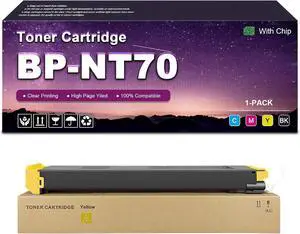 BP-NT70 Toner Cartridge Replacement (with Chip) for Sharp BP-50C26 BP-50C31 BP-50C36 BP-50C45 BP-70C31 BP-70C36 Printer High Yield Yellow