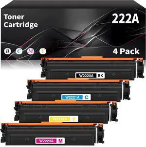 222A Toner Cartridge (with Chip) Compatible with 222A W2220A W2221A W2223A W2222A High Capacity Ink Cartridges Replacement for HP 3288dw 3288dn MFP 3388sdw MFP 3388fdw Printers 4P(BK/C/M/Y)