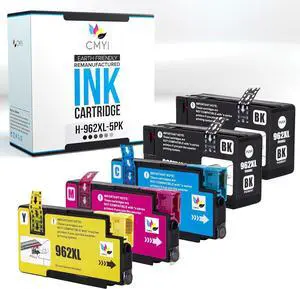 962XL Replacement Combo Pack Ink Cartridge for HP OfficeJet Pro 9018e, Pro 9019, Pro 9019e, Pro 9020, Pro 9020e, Pro 9022, Pro 9022e, Pro 9023 Printers (2 Black, 1 Cyan, 1 Magenta, 1 Yellow)