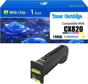CX820 Toner Cartridges Compatible for Lexmark 72K00YG Yellow Toner Cartridge Work for Lexmark CS820 CX820 CX825 CX860 Printer