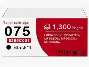 075 Black Toner Cartridge6365C001 Replacement for Canon 075 Toner Work for LBP646Cdw LPB647Cdw MF662Cdw MF663Cdw MF665Cdw Printers 1 Pack1300 Pages