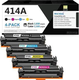 414A Toner Cartridges 4 Pack (with Chip) W2020A W2021A W2022A W2023A Replacement for HP 414A 414X Color Pro MFP M479fdn M479fdw M454dw M454dn M479 M454 (Black Cyan Yellow Magenta)