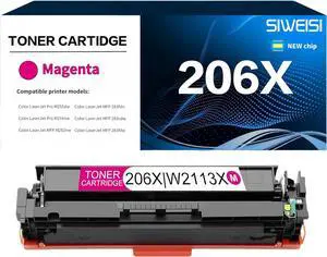 206X Magenta Toner Cartridge (Econ Chip) | Replacement for HP 206X Work with M255nw M255dw M255dn M255-M256 MFP M282nw MFP M283fdn MFP M283fdw MFP M283cdw MFP M282-M283 MFP M282-M285 | W2113X