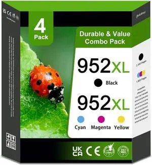 952XL High Yield Ink Cartridges Compatible HP 952XL Replacement for OfficeJet Pro 8710 8715 8702 7740 8720 8200 8724 8726 8730 7730 Printer 4-Pack (Black/Cyan/Magenta/Yellow)
