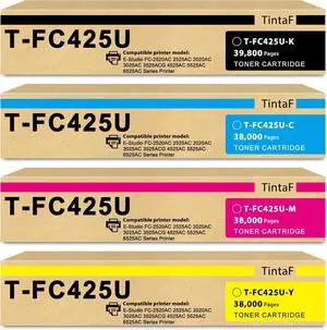T-FC425U TFC425U Toner Cartridge T-FC425U-K T-FC425U-C T-FC425U-M T-FC425U-Y Toner Replacement for E-Studio 2525AC 3025AC 3525AC 3525ACG 4525AC 4525ACG 5525AC 5525ACG 6525AC 6525ACG Printer (4-Pack)
