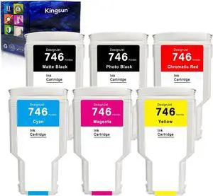 KSMEI 746 Ink Cartridge HP 746 Ink Compatible for DesignJet Z6 & Z9+ Larget Format Printer P2V82A P2V83A P2V80A P2V78A P2V79A (6 Pack, 300ml)
