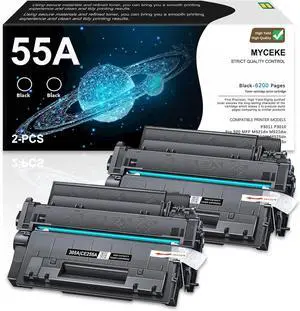 55A Toner Cartridge Replacement for HP 55A 55X CE255A CE255X Toner for P3015 P3015dn P3015x Pro 500 MFP M521dn M521dw M525dn M525f M525c Printer (2 Pack, Black)