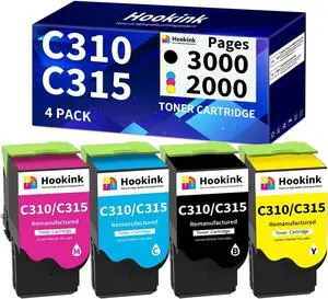 C310 C315 Toner Cartridge Replacement for Xerox C310 C310DNI C310DNIM C315 C315DNI Printer 006R04356 006R04357 006R04358 006R04359 (4 Pack, Black, Cyan, Magenta, Yellow)
