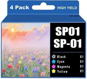 Run Star SP01 SP-01 SP-1 Sublimation Ink Cartridge 4 Packs Replacement for Brother SP01BKS SP01CS SP01MS SP01YS use for Brother SP-1 Sublimation Printer (Black/Cyan/Magenta/Yellow)