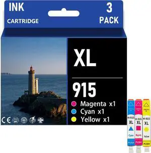 915XL High Yield Ink Cartridge Combo Pack for HP 915 Compatible for HP Officejet 8010 8012 8013 8015 Officejet Pro 8020 8022 8023 8026 8028 8030 Printers,Color × 3