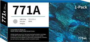 771 771A Light Gray Ink Cartridge B6Y22A Ink Replacement for HP 771A Ink Cartridge for DesignJet Z6200 Z6600 Z6800 Z6810 Printer Ink 775ml, 1-Pack
