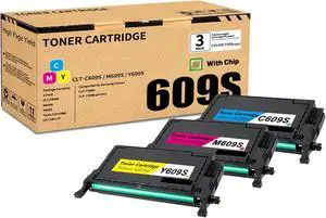 3 Pack C/M/Y CLT-C609S M609S Y609S High Yield Toner Cartridge, Compatible for Samsung CLT-C609S M609S Y609S CLT-C609S M609S Y609S Toner Replacement for CLP-770ND CLP-775ND Printer (7,500 Page Yield)
