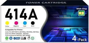 414A Toner Cartridges Set MFP M479fdw (Black Cyan Magenta Yellow) Replacement for HP 414A Toner Cartridges 4 Pack Color Pro MFP M479fdw M479fdn M454dw M454dn M479dw M455dn M480f M454 M479 Printer