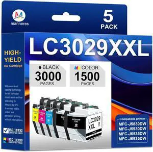 LC3029XXL Ink Cartridge Set Replacement for Brother LC3029-XXL LC3029 Work with MFC-J5830DW MFC-J5930DW MFC-J6535DW MFC-J6935DW Super High Yield Ink 5-Pack-2Black/1Cyan/1Magenta/1Yellow