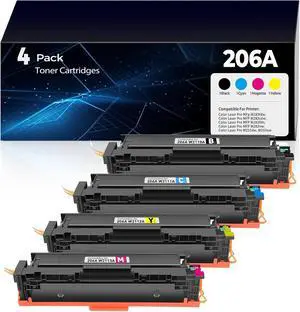 206A W2110A Toner Cartridges 4 Pack Pro MFP M283fdw M283cdw Compatible with HP 206A 206X HP206A HP206X Toner Cartridges Set(with Chip)for Color Laserjet Pro MFP M283cdw M283fdw M255dw M255nw Printer